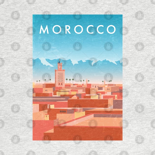 Morocco, Marrakech - Retro travel minimalistic poster by GreekTavern